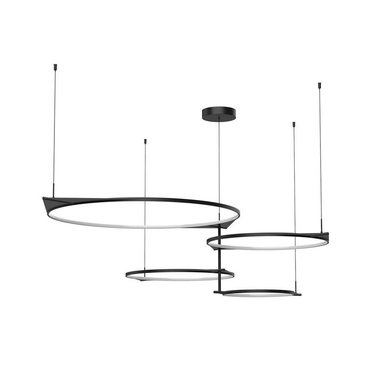 Serif Adjustable 90W LED Black Aluminum Kitchen Island Pendant