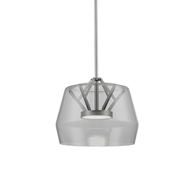 Clear Glass and Black LED Drum Pendant Light
