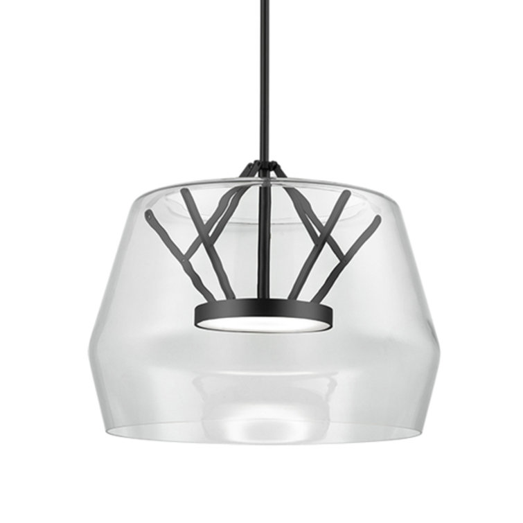 Deco Brushed Gold LED Pendant with Geometric Glass Shade