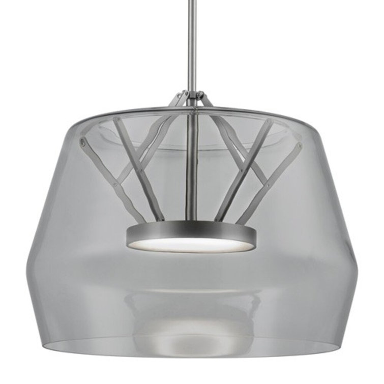 Clear Glass and Black LED Drum Pendant Light