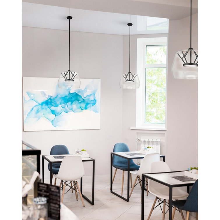 Deco Brushed Gold LED Pendant with Geometric Glass Shade