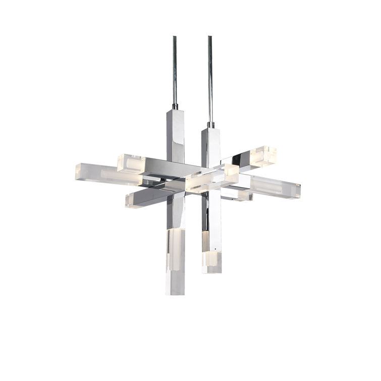 Martelo Sleek Chrome LED Pendant with Acrylic Honeycomb Design