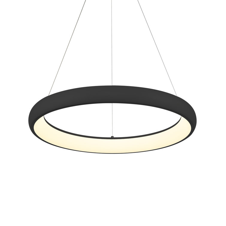 Cortana Sleek Black LED Drum Pendant Light
