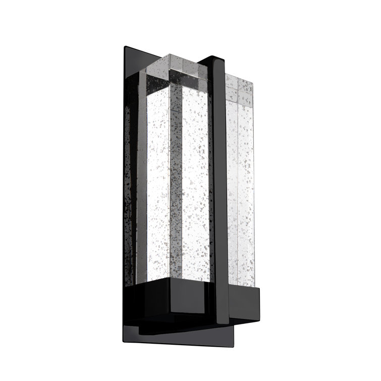 Gable Rectangular Crystal Black Steel Dimmable LED Sconce