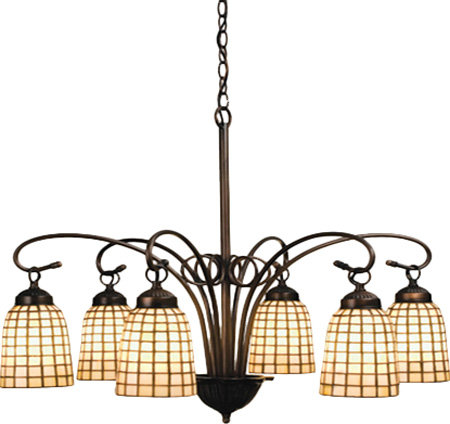 Terra Bone Geometric 6-Light Chandelier in Mahogany Bronze