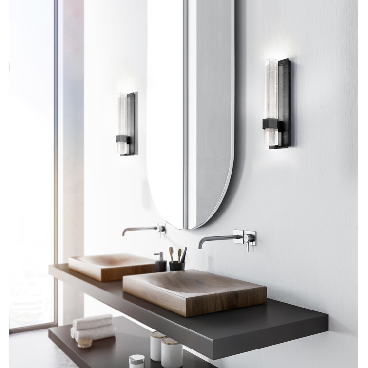 Warwick Black Aluminum LED Wall Sconce with Crystal Bubbles