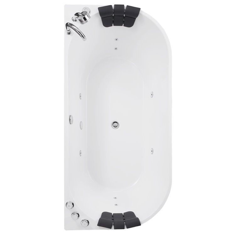 59'' White Freestanding Acrylic Whirlpool Bathtub with Faucet