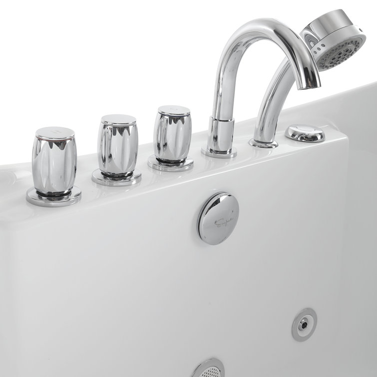 67'' White Acrylic Freestanding Whirlpool Bathtub with Faucet