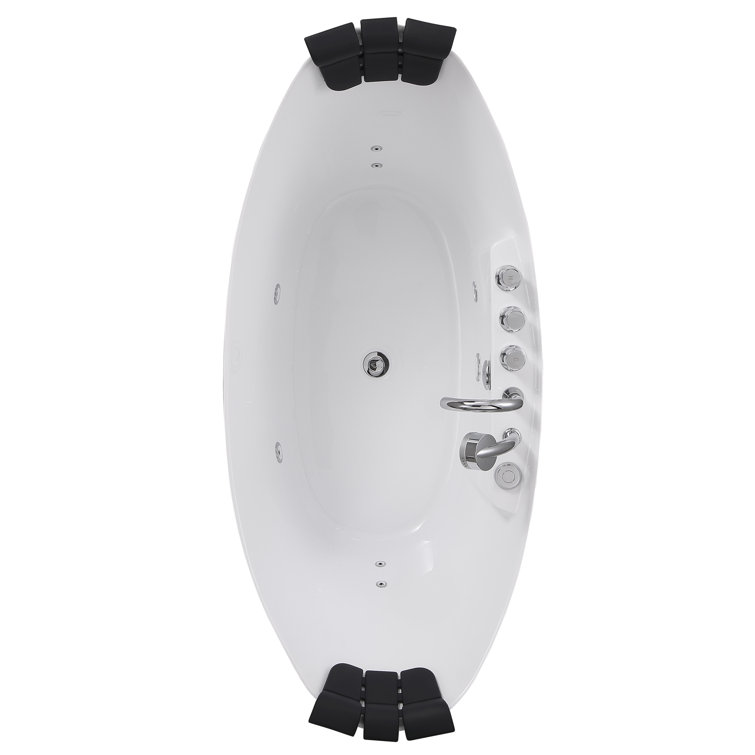 67'' White Acrylic Freestanding Whirlpool Bathtub with Faucet