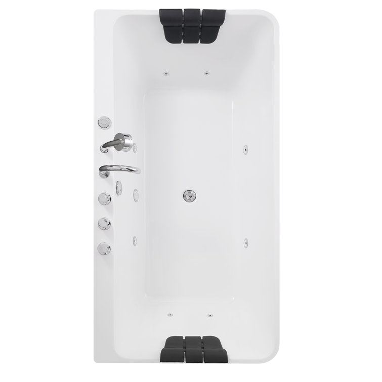 67'' White Freestanding Acrylic Whirlpool Bathtub with Faucet
