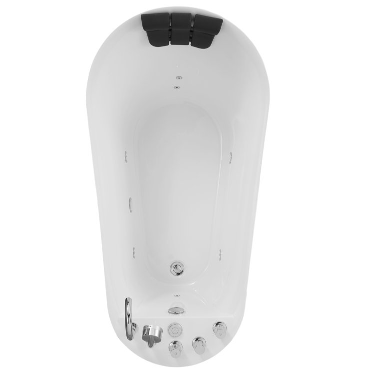 67'' White Freestanding Acrylic Whirlpool Bathtub with Faucet