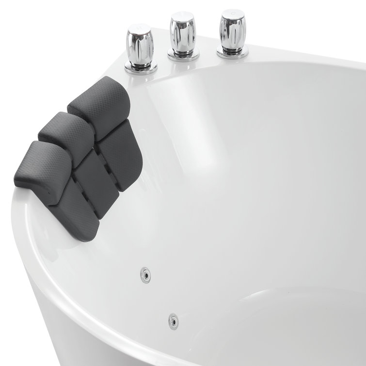 59'' White Freestanding Acrylic Whirlpool Bathtub with Faucet