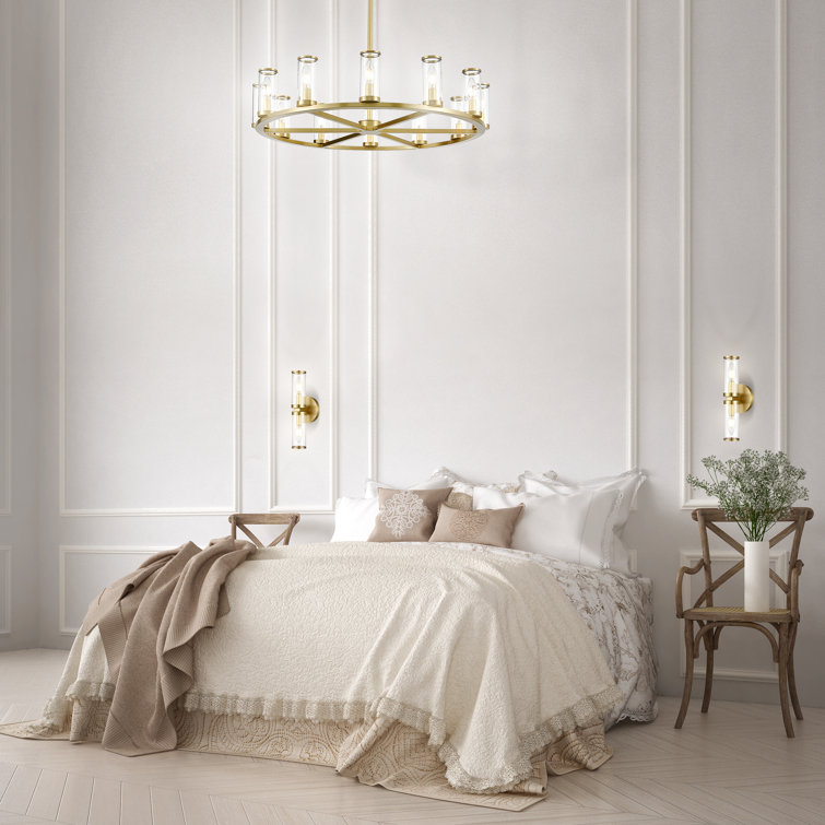 Polished Nickel and Crystal 12-Light Candle Chandelier