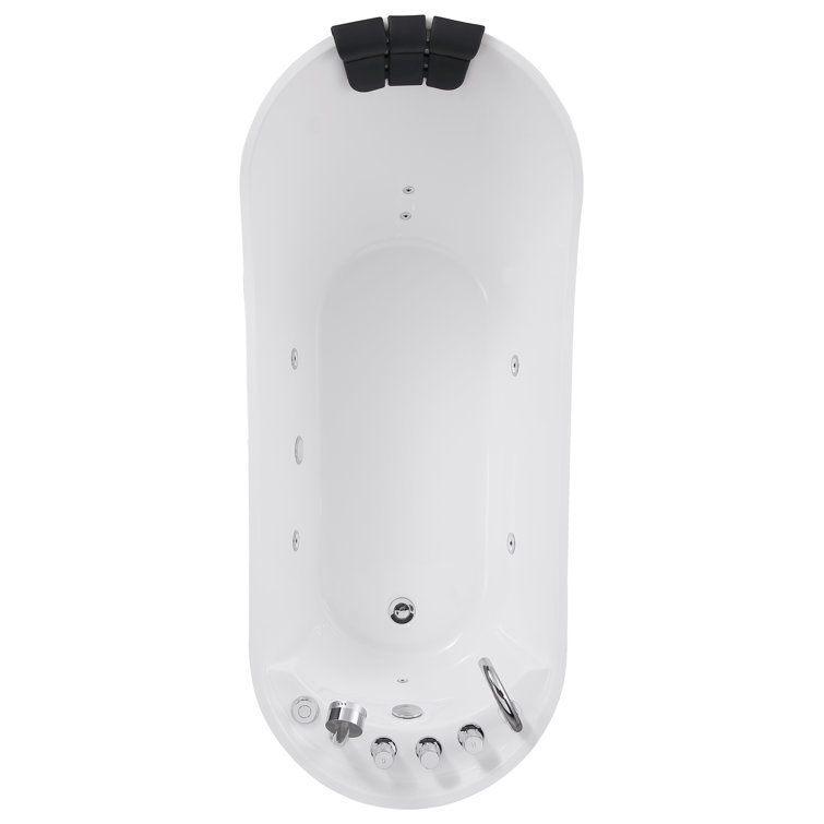 67'' White Freestanding Acrylic Whirlpool Bathtub with Faucet
