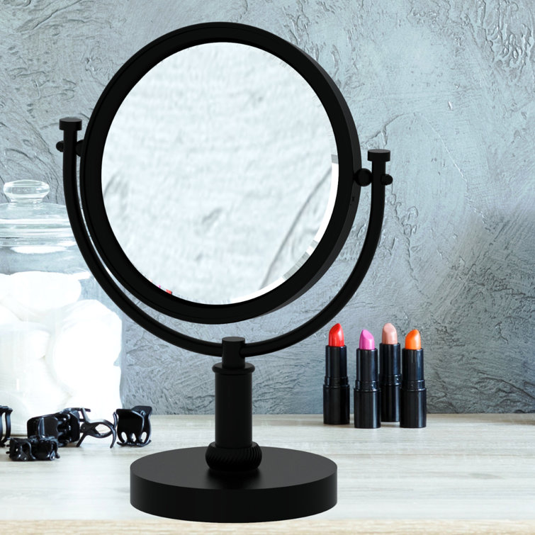 Matte Black Brass 8" Vanity Makeup Mirror with 3X Magnification
