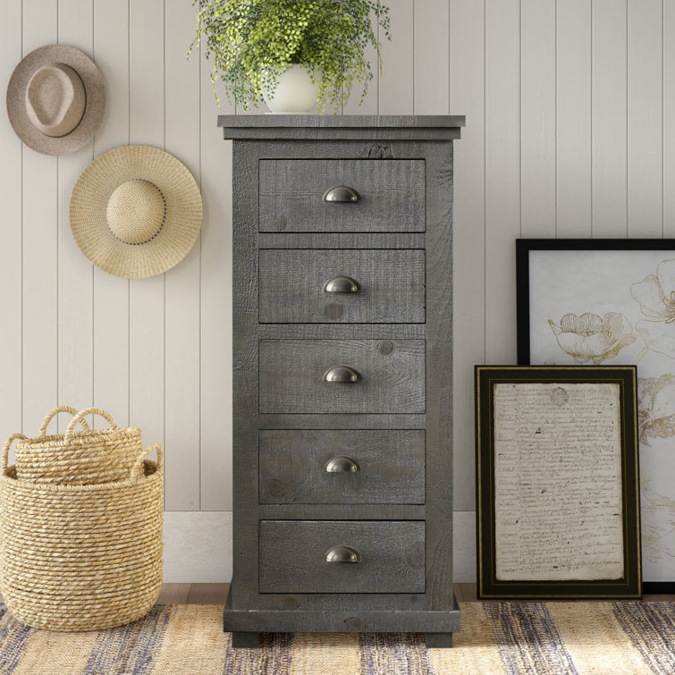 Distressed Dark Gray Transitional Pine Lingerie Chest
