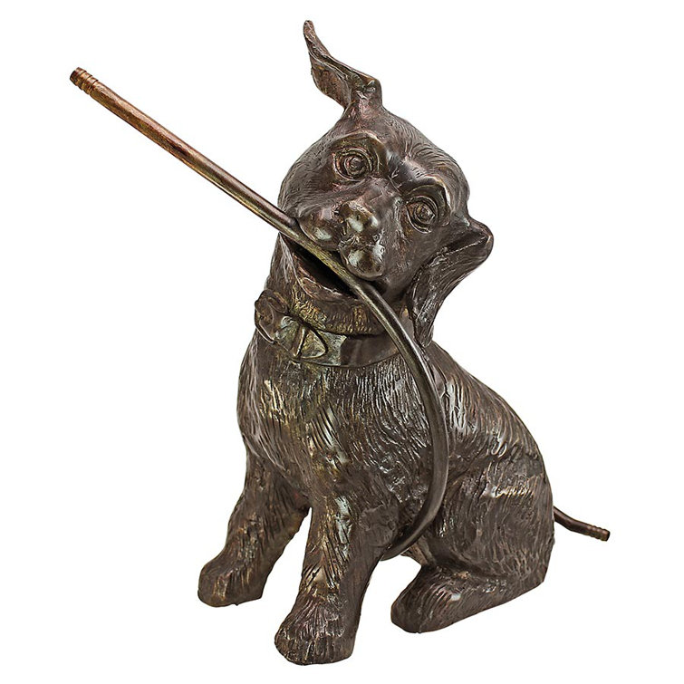 Bronze Mischievous Dog Garden Statue with Hose