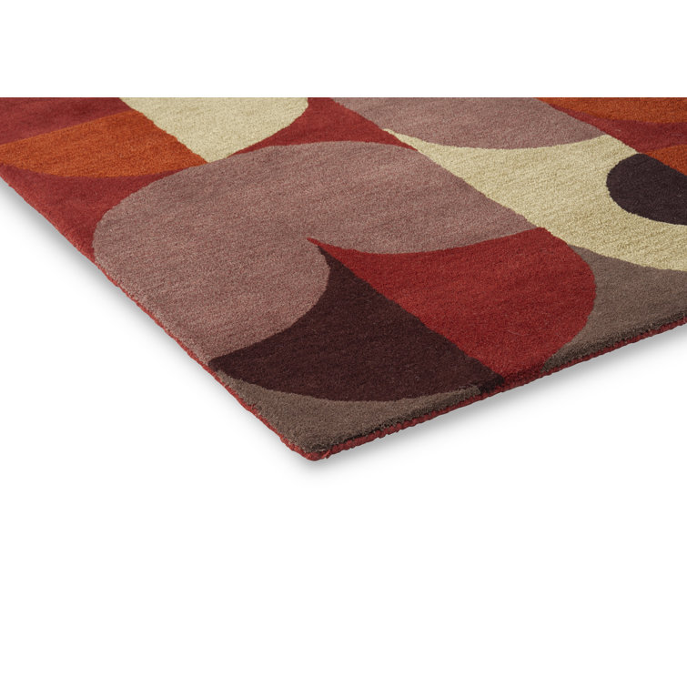 Cosmo Red and Pale Green Hand-Tufted Wool Geometric Rug 8'2'' x 11'5''