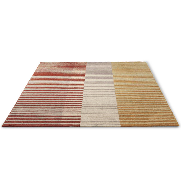 Handwoven Multicolor Striped Wool Area Rug 4'7'' x 6'7''