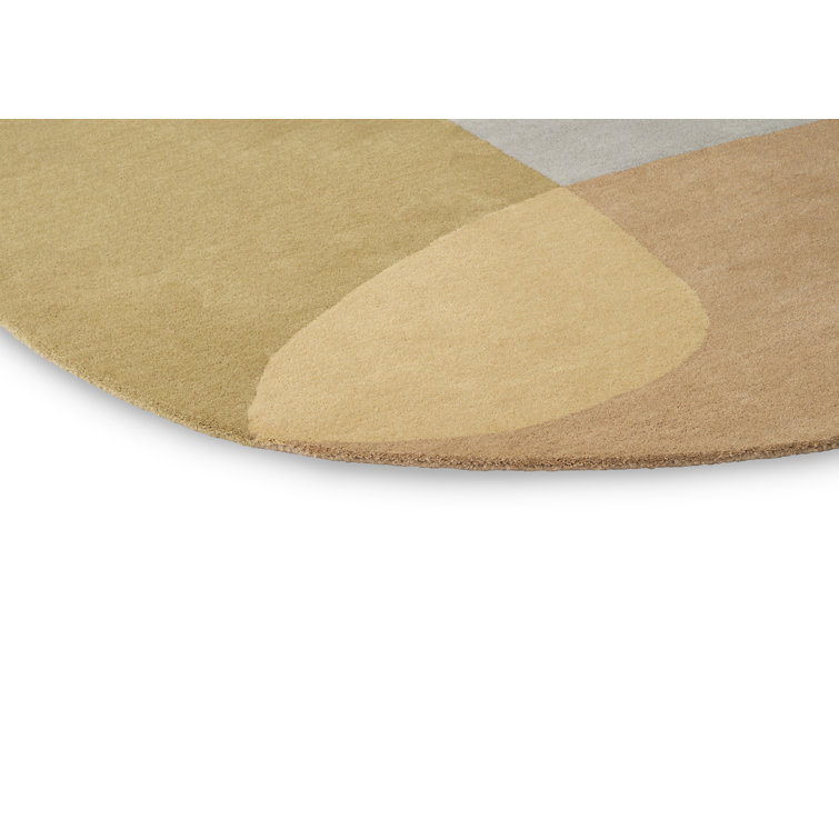 Oval Hand-Tufted Wool Rug in Blue and Beige