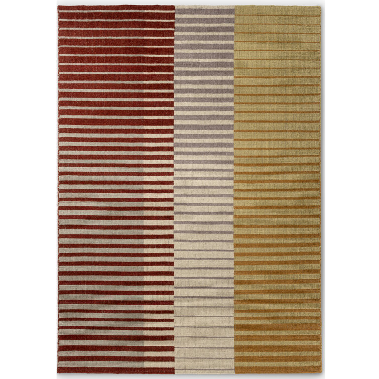 Handwoven Multicolor Striped Wool Area Rug 4'7'' x 6'7''