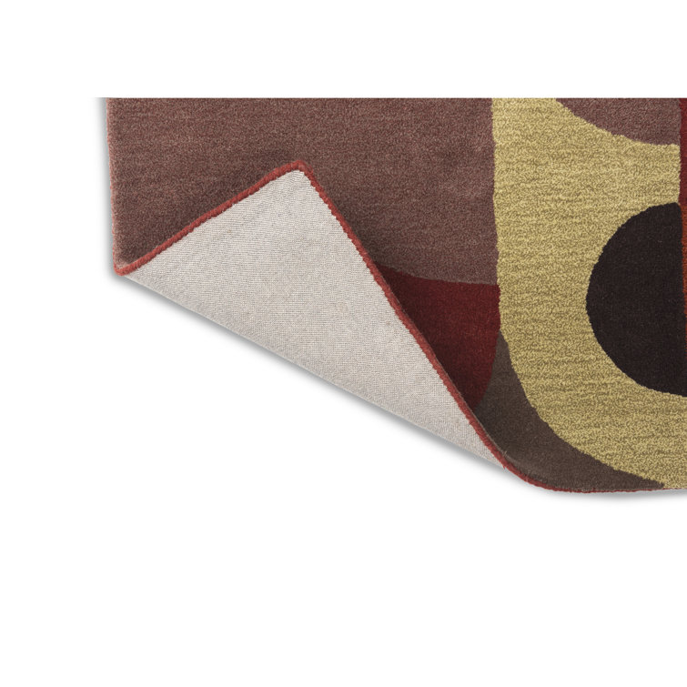 Cosmo Red and Pale Green Hand-Tufted Wool Geometric Rug 8'2'' x 11'5''