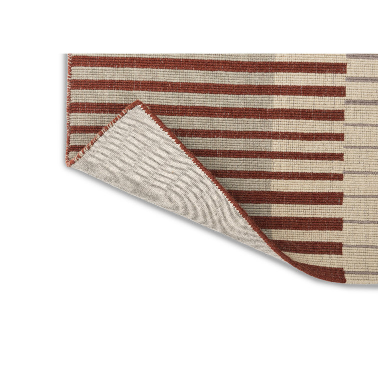 Handwoven Multicolor Striped Wool Area Rug 4'7'' x 6'7''