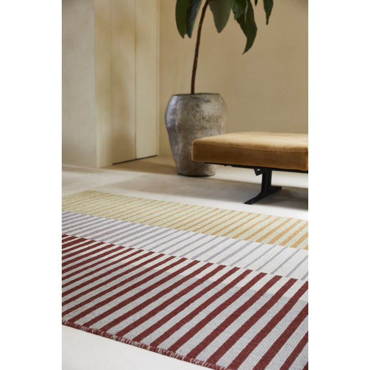 Handwoven Multicolor Striped Wool Area Rug 4'7'' x 6'7''