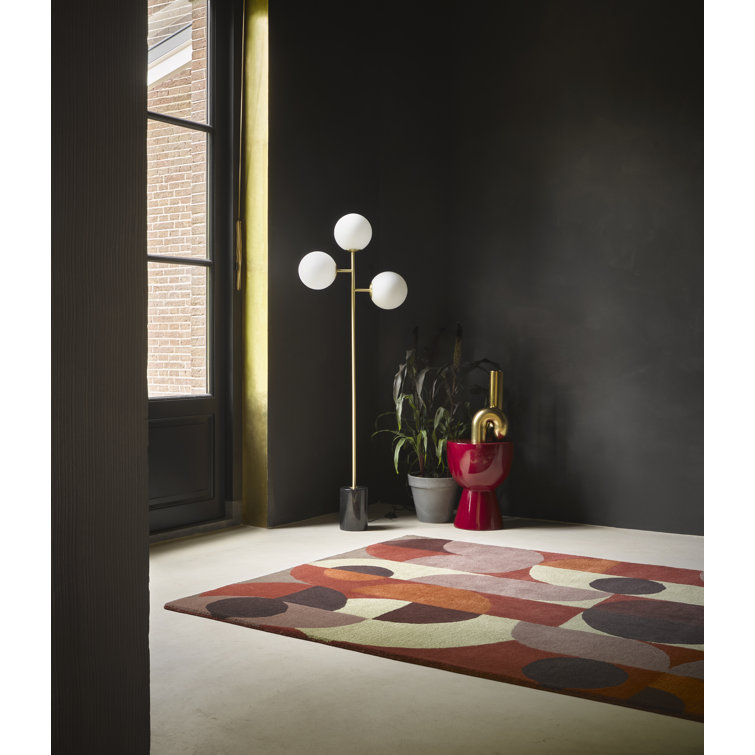 Cosmo Red and Pale Green Hand-Tufted Wool Geometric Rug 8'2'' x 11'5''