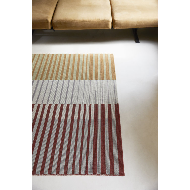 Handwoven Multicolor Striped Wool Area Rug 4'7'' x 6'7''