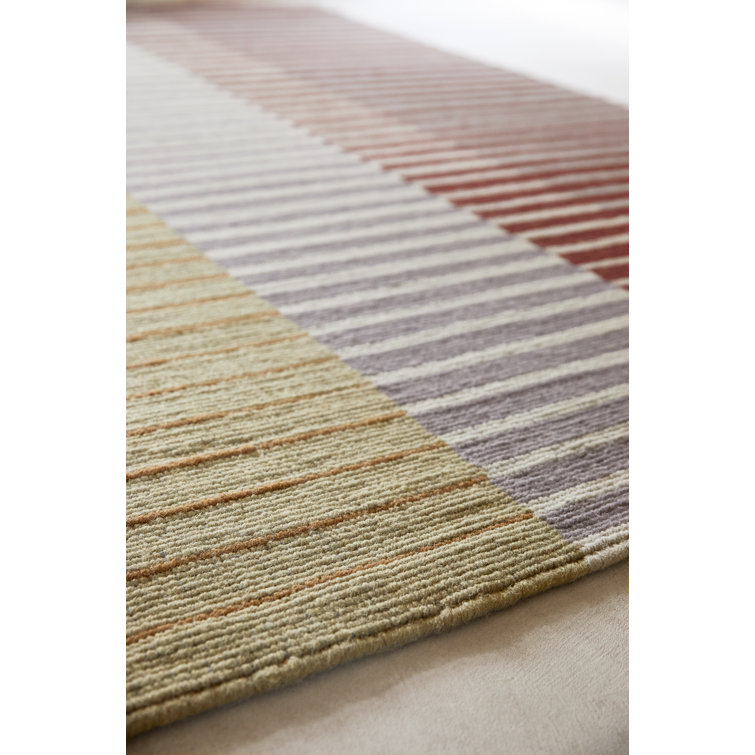 Handwoven Multicolor Striped Wool Area Rug 4'7'' x 6'7''