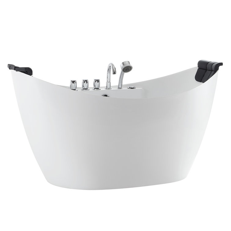 67'' White Acrylic Freestanding Whirlpool Bathtub with Faucet