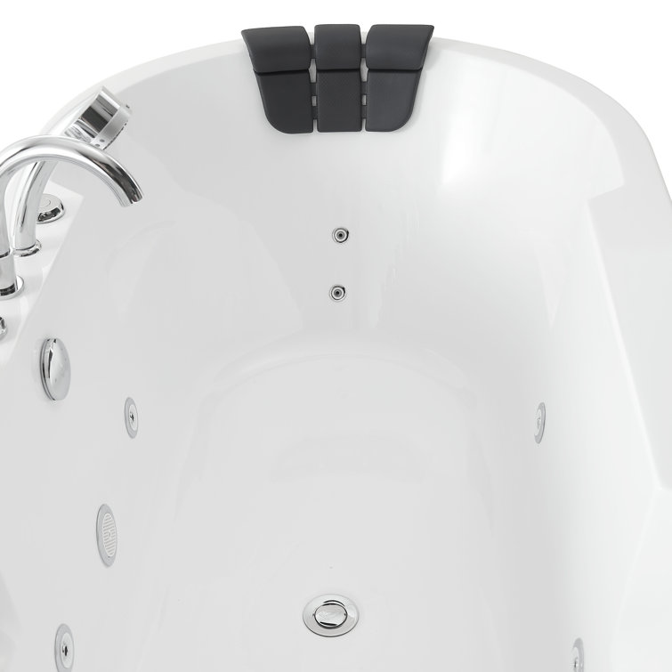 67" White Acrylic Freestanding Whirlpool Bathtub with Faucet