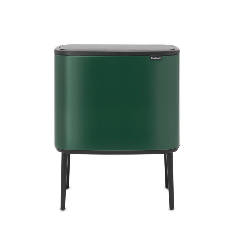 Pine Green Fingerprint Resistant Rectangular Trash Can with Legs