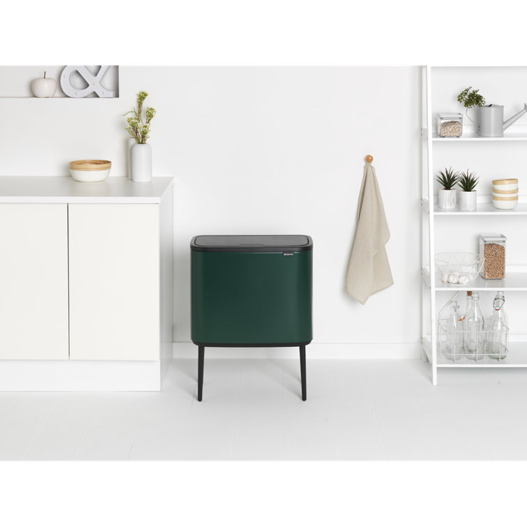 Pine Green Dual Compartment Recycling Trash Can