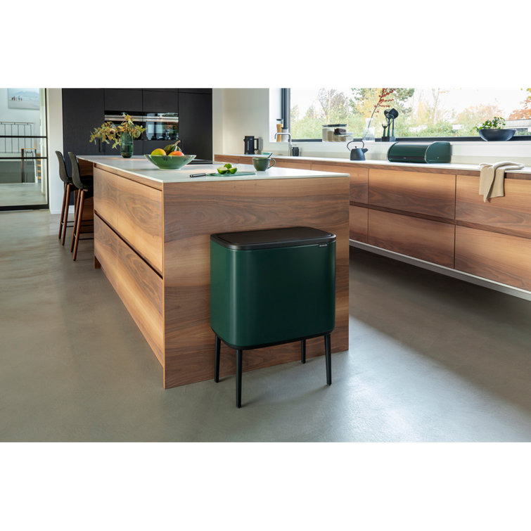 Pine Green Dual Compartment Recycling Trash Can