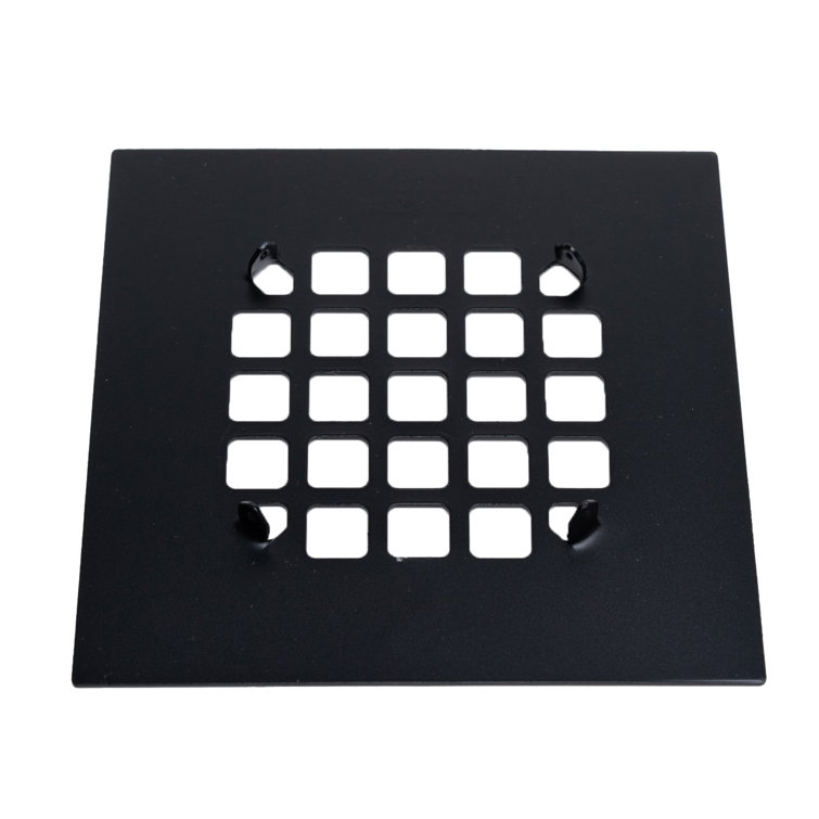Matte Black Stainless Steel Square Shower Drain Strainer, 4-1/4"