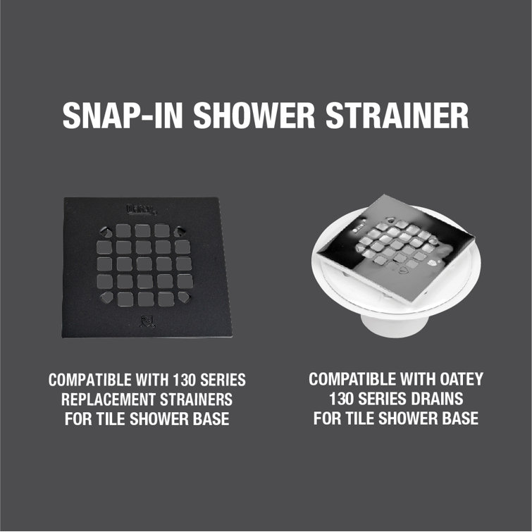 Matte Black Stainless Steel Square Shower Drain Strainer, 4-1/4"