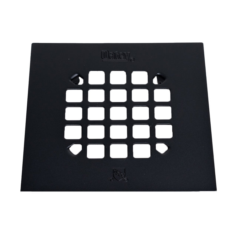 Matte Black Stainless Steel Square Shower Drain Strainer, 4-1/4"