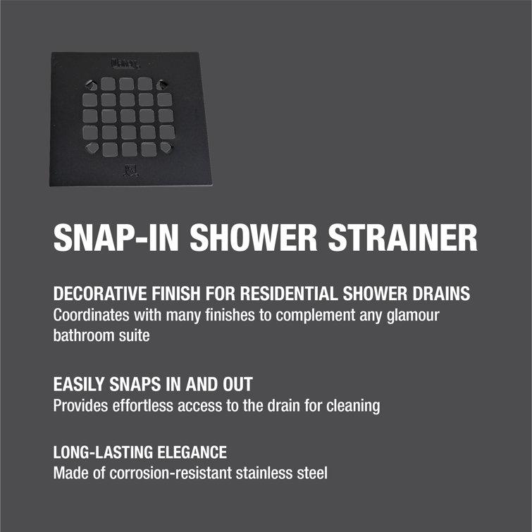Matte Black Stainless Steel Square Shower Drain Strainer, 4-1/4"