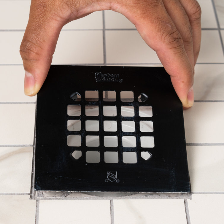 Matte Black Stainless Steel Square Shower Drain Strainer, 4-1/4"