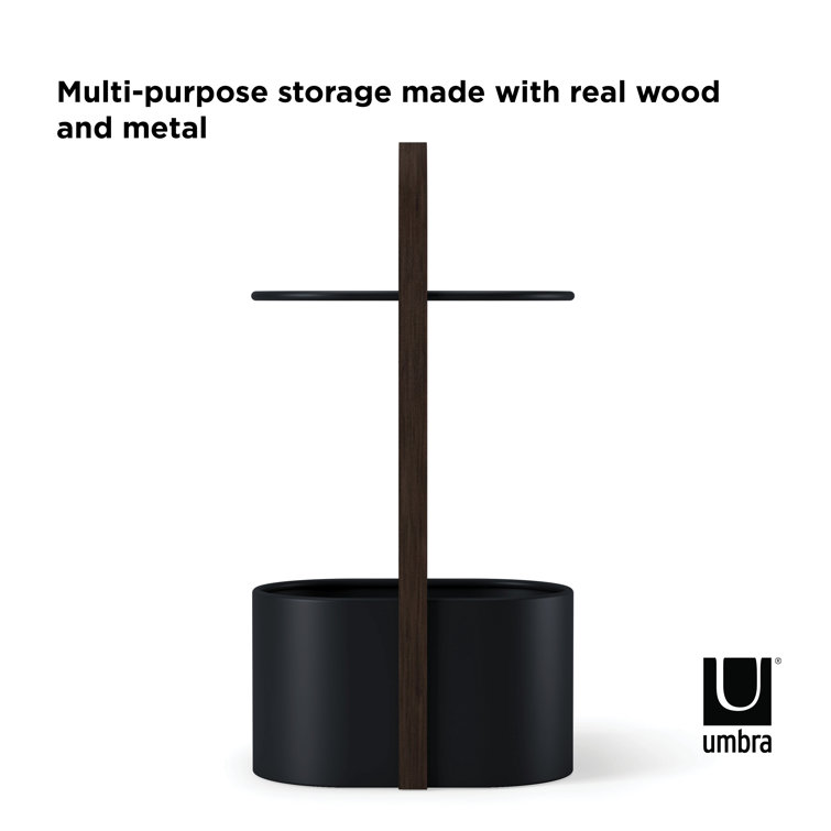 Bellwood Modern Round Wood & Metal Storage Side Table