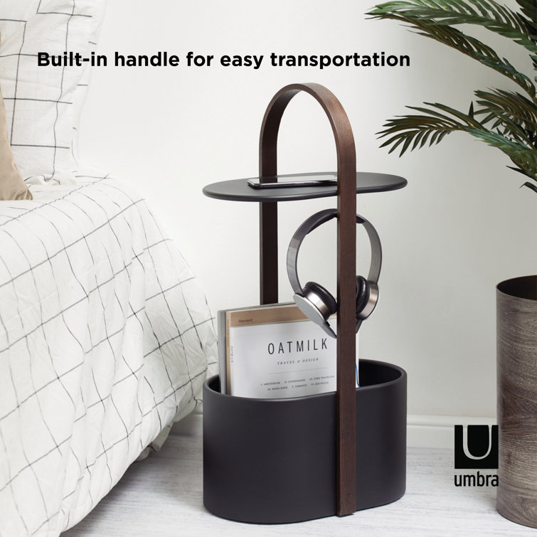 Bellwood Modern Round Wood & Metal Storage Side Table