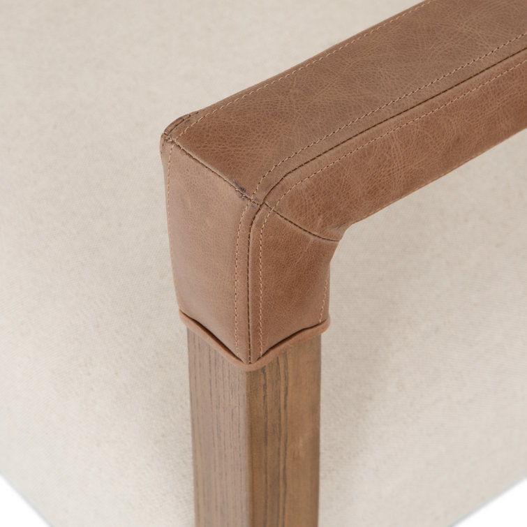 Abbott Harbor Natural Contemporary Leather-Wood Armchair
