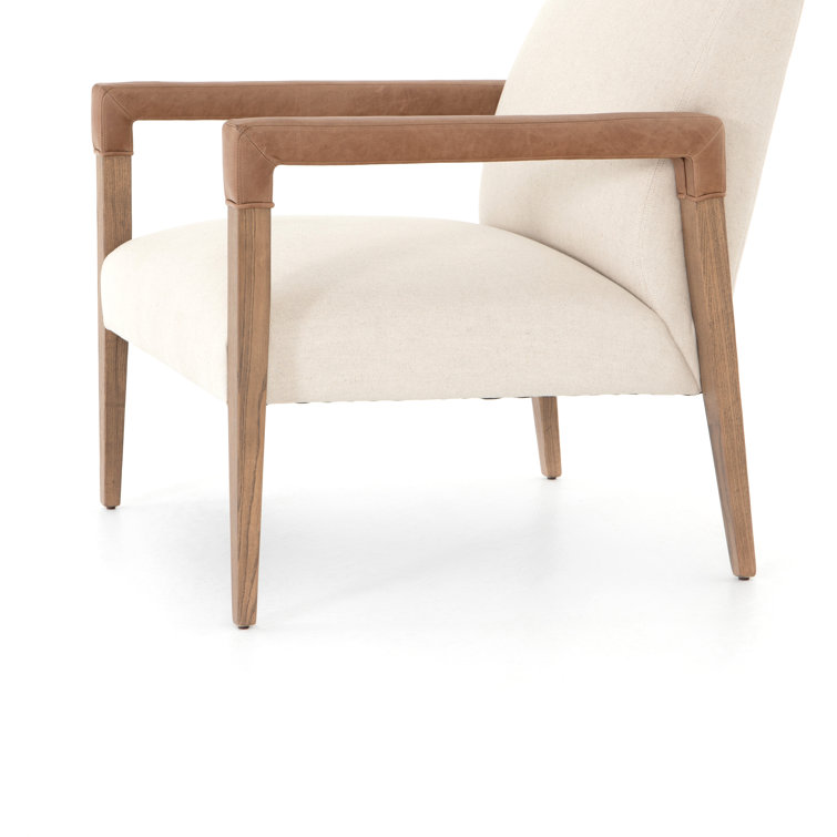 Abbott Harbor Natural Contemporary Leather-Wood Armchair