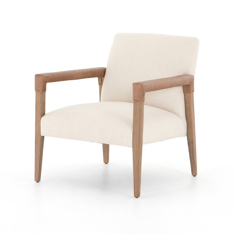 Abbott Harbor Natural Contemporary Leather-Wood Armchair
