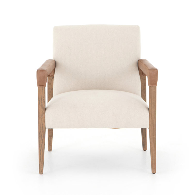 Abbott Harbor Natural Contemporary Leather-Wood Armchair