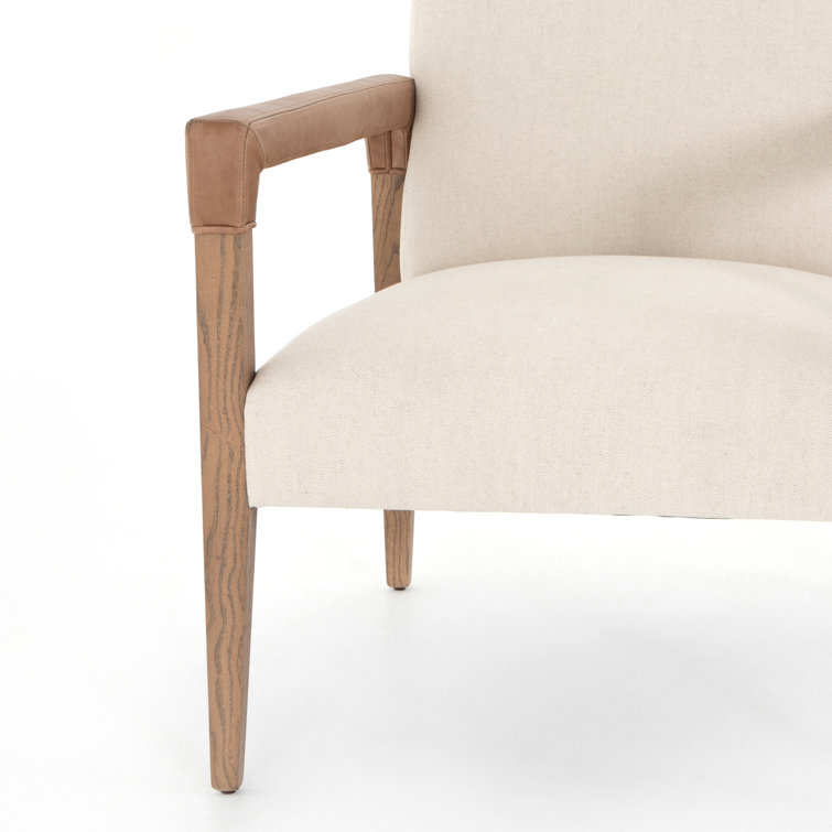 Abbott Harbor Natural Contemporary Leather-Wood Armchair