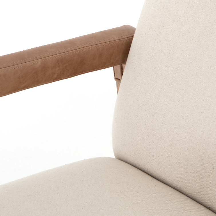 Abbott Harbor Natural Contemporary Leather-Wood Armchair