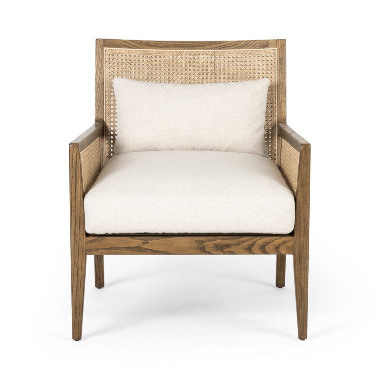 Antonia Mid-Century Modern Toasted Parawood & Natural Cane Chair